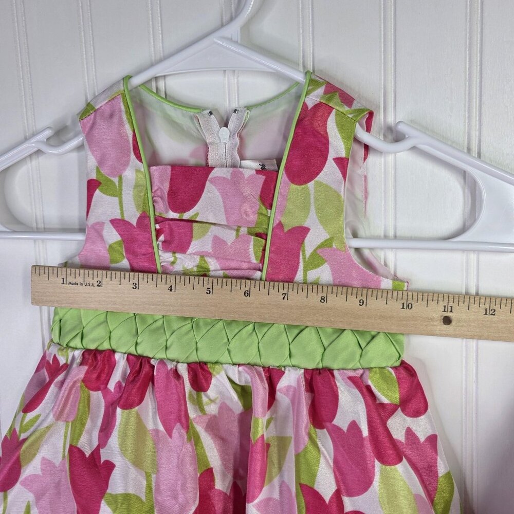 Rare Editions Dress Girls 18M Pink Tulip Floral Fit & Flare Party Spring Easter - Picture 10 of 11